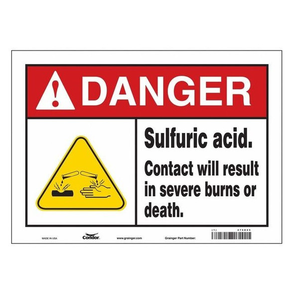 Chemical Sign, 10 in H, 14 in W, Vinyl, Horizontal Rectangle, English, 476D65