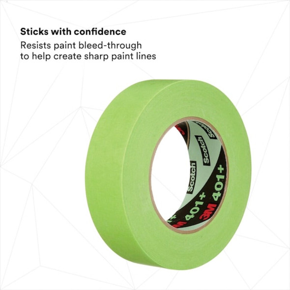 3m Painter's Tape, 36 mm W x 55 m L, 6.7 mil Thick, Green, Rubber Adhesive 401+