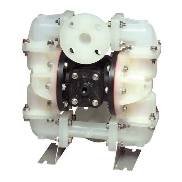 Double Diaphragm Pump, PVDF, Air Operated, Santoprene, 23 gpm GPM 250 Degrees F