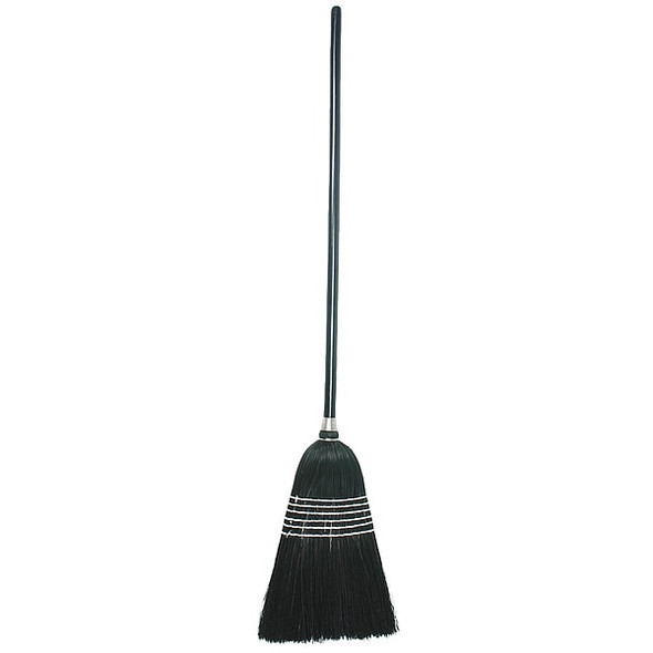 12 in Sweep Face Corn Broom, Soft/Stiff Combination, Natural, Black