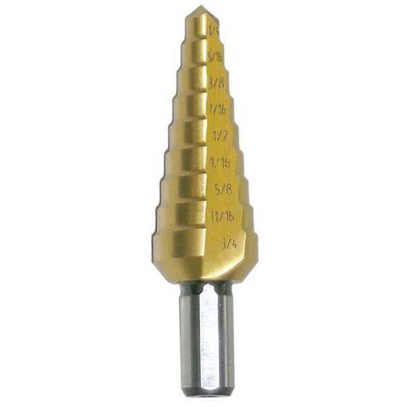 118 Degree Step Drill Cle-Line 1874-TN TiN HSS RHC 3/16-7/8 x 1/16