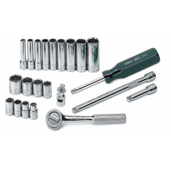1/4" Drive Socket Set SAE 22 Pieces 1/4 in to 9/16 in , Chrome