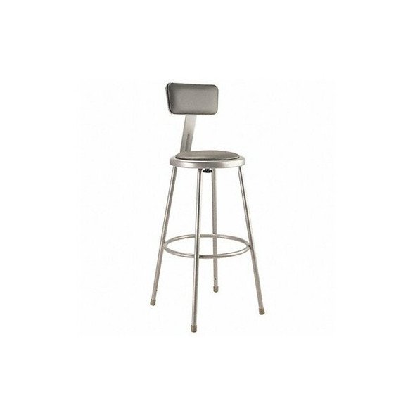 National Public Seating Round Stool with Backrest, Height 30"Gray 6430B