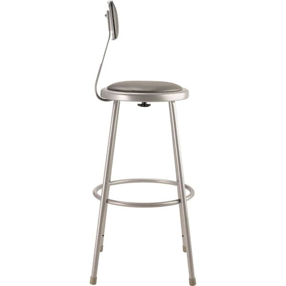 National Public Seating Round Stool with Backrest, Height 30"Gray 6430B