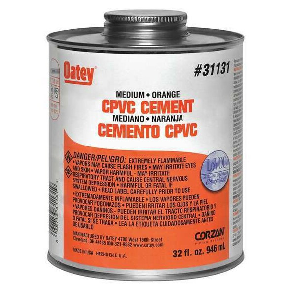 Oatey CPVC Cement,32 oz.,Orange 31131