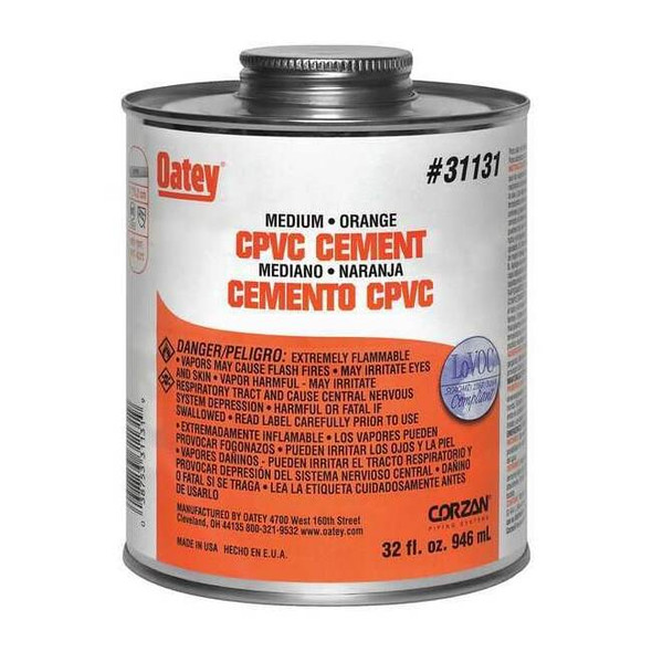 Oatey Pipe Cement,32 fl oz,Orange 31131