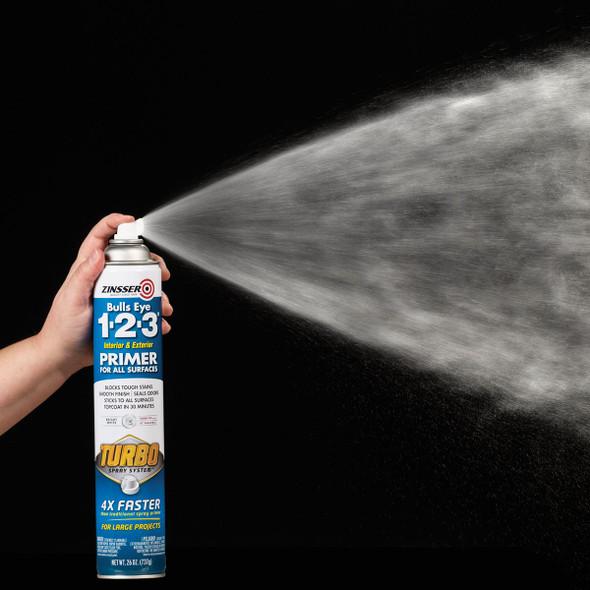 Zinsser 26 Oz. Bulls Eye 1-2-3 Primer Spray with Turbo Spray System, Flat White
