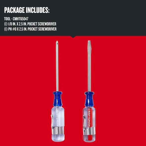 Craftsman Acetate Screwdriver Pocket Set (2 pc) CMHT65047 Pack of 4