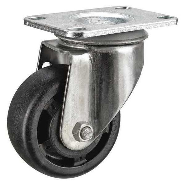 Swivel NSF-Listed Plate Caster,Glass Filled Nylon,3-1/2in,250lb