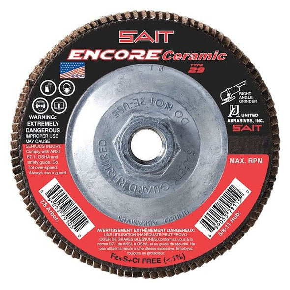United Abrasives/Sait Flap Disc,80 Grit,5/8-11 in.,Ceramic 72933 United Abrasives/Sait Flap Disc,80 Grit,5/8-11 in.,Ceramic 72933
