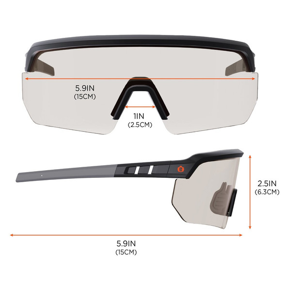 AEGIR, Safety Glasses, Indoor-Outdoor Lens, Matte Black Frame Frame  AEGIR-IO