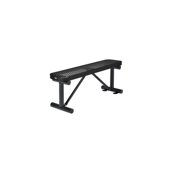 Global Industrial 4' Outdoor Steel Flat Bench Expanded Metal Black