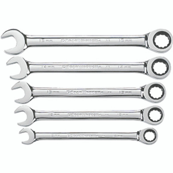 5 Piece 72-Tooth 12 Point Ratcheting Combination Metric Wrench Set 93004D