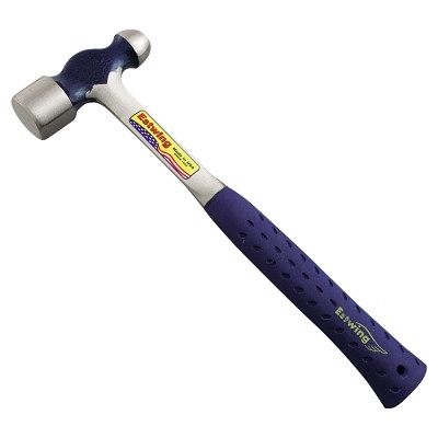Ball Pein Hammer, Straight Blue Shock Reduction Grip® Handle, 13.5 in Overall L, 24 oz Steel Head