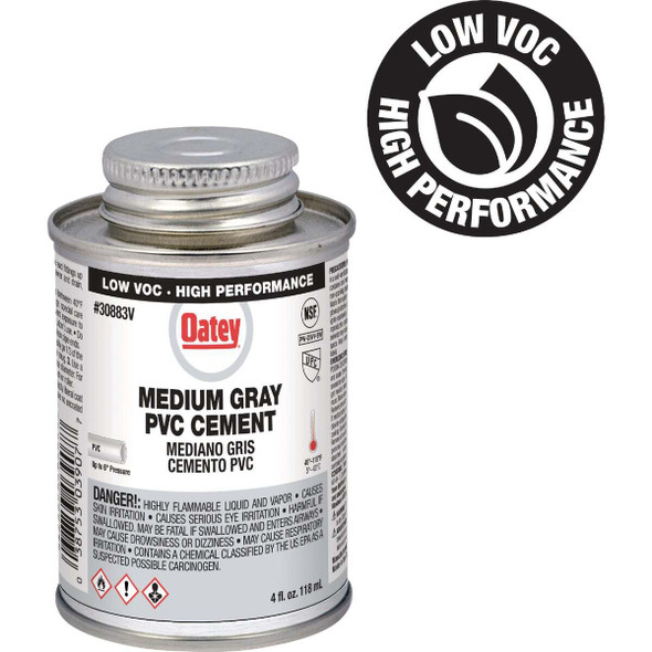 Oatey 4 Oz. Low Voc Gray PVC Cement 30883V