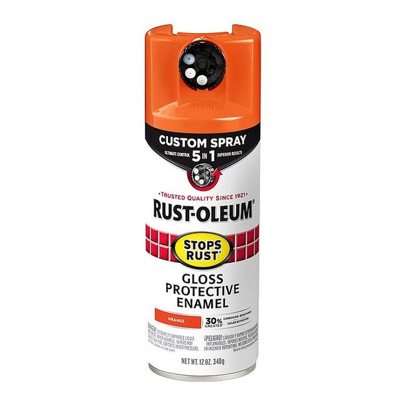 Rust-Oleum Rust Preventative Spray Paint, Orange, Gloss, Solvent, 12 Oz 376894