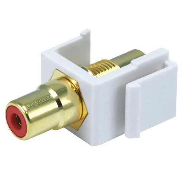 Monoprice A/V Wallplate, RCA, Red Center, Wht 6548
