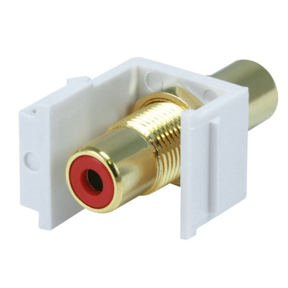 Monoprice A/V Wallplate, RCA, Red Center, Wht 6548