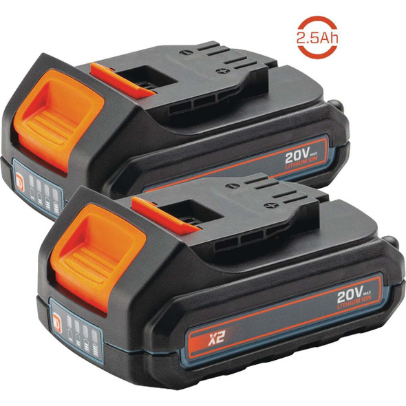 Senix X2 20 Volt Max Lithium-Ion 2.5 Ah Battery Pack (2-Pack) S2K0B2-02