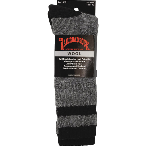 Railroad Sock Men's Black Stripe Wool Sock Railroad Sock Men's Black Stripe Wool Sock