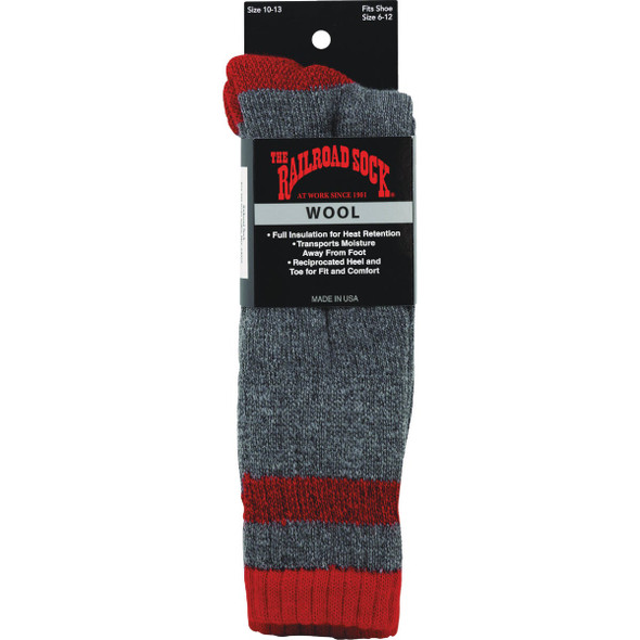 Railroad Sock Men's Red Stripe Wool Sock Railroad Sock Men's Red Stripe Wool Sock
