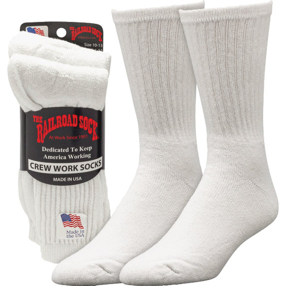 Railroad Sock White Welt Top Crew Premium Sock (3-Pack) 6030 WH 722231