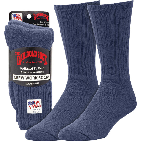 Railroad Sock Navy Welt Top Crew Premium Sock (3-Pack) 6034 NV 727068