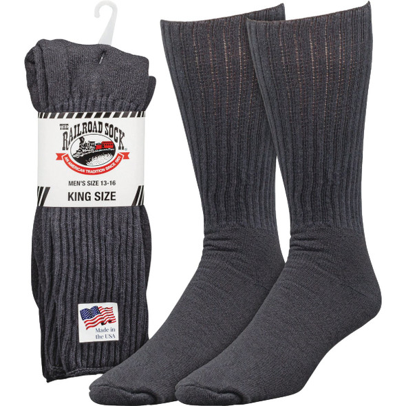Railroad Sock King Size Black Crew Sock (2-Pack) 6052K BK 732045
