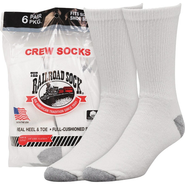 Railroad Sock White Crew Sock (6-Pack) 6090 736170