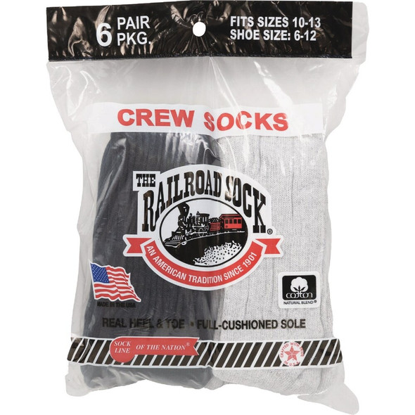 Railroad Sock Black-Gray Crew Sock (6-Pack) 6091 748014
