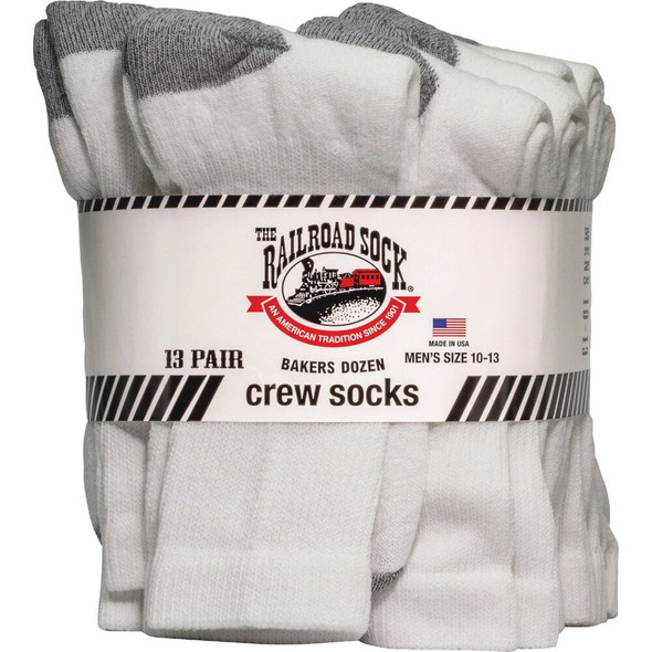 Railroad Sock Bakers Dozen Men's White Crew Sock (13-Pack) BD13 761393