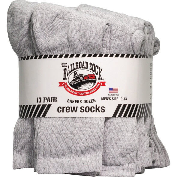 Railroad Sock Bakers Dozen Men's Gray Crew Sock (13-Pack) BD12 760818