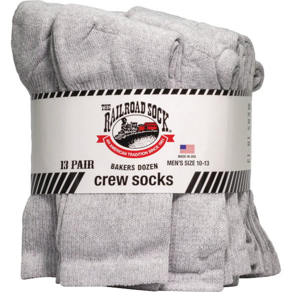 Railroad Sock Bakers Dozen Men's Gray Crew Sock (13-Pack)