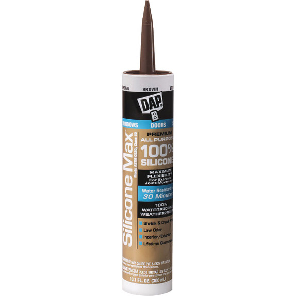 DAP Silicone Max 10.1 Oz. Brown Premium All Purpose 100% Silicone Sealant