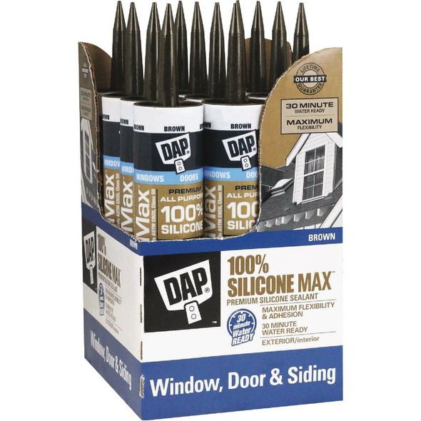 DAP Silicone Max 10.1 Oz. Brown Premium All Purpose 100% Silicone Sealant 7079808788 790637