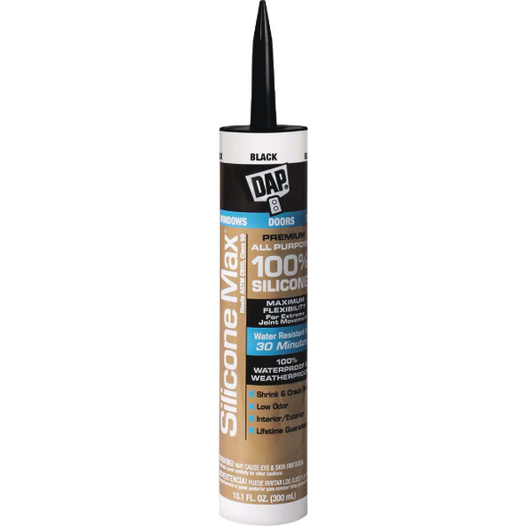 DAP Silicone Max 10 Oz. Black Premium All Purpose 100% Silicone Sealant