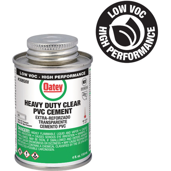 Oatey 4 Oz. Low Voc Heavy Bodied Heavy-Duty Clear PVC Cement 30850V