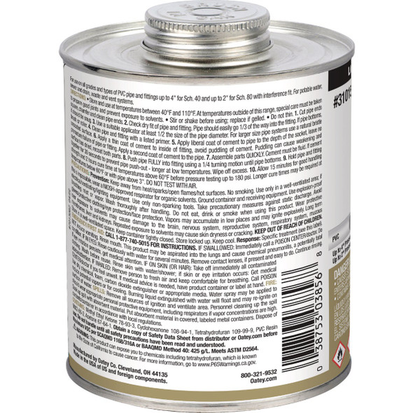 Oatey 32 Oz. Low Voc Regular Bodied Clear PVC Cement Oatey 32 Oz. Low Voc Regular Bodied Clear PVC Cement