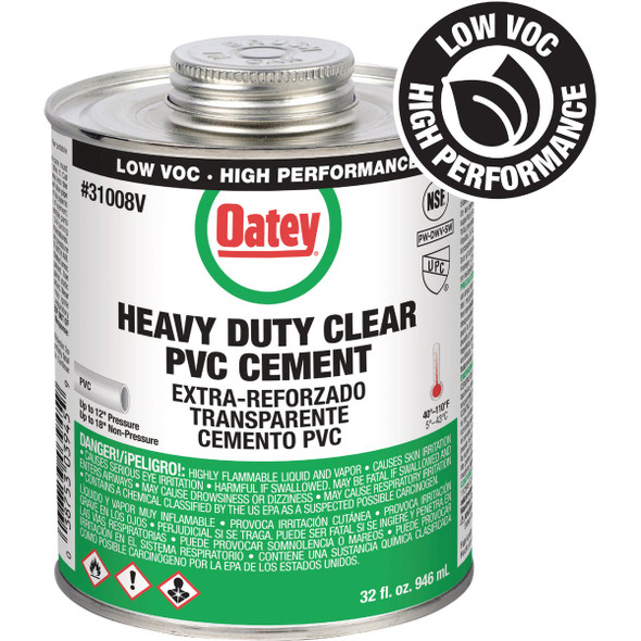 Oatey 32 Oz. Low Voc Heavy Bodied Heavy-Duty Clear PVC Cement 31008V