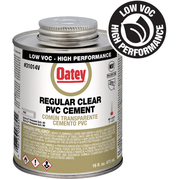 Oatey 16 Oz. Low Voc Regular Bodied Clear PVC Cement 31014V
