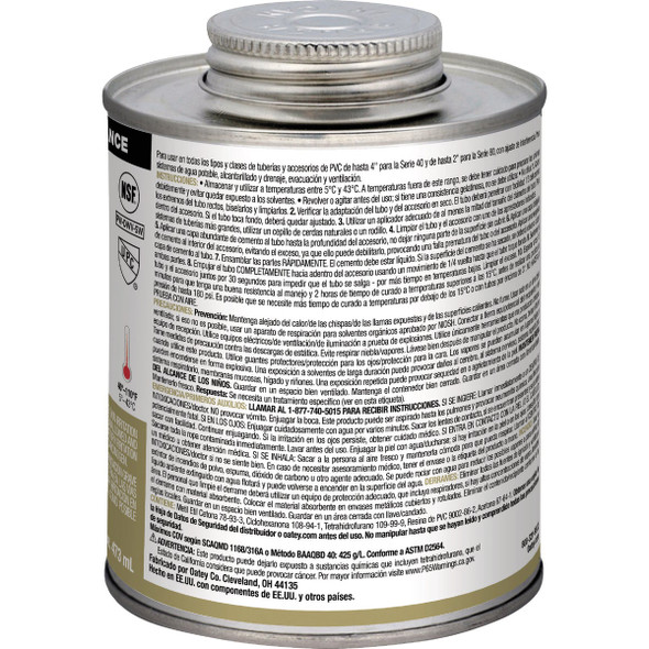 Oatey 16 Oz. Low Voc Regular Bodied Clear PVC Cement 31014V 471833