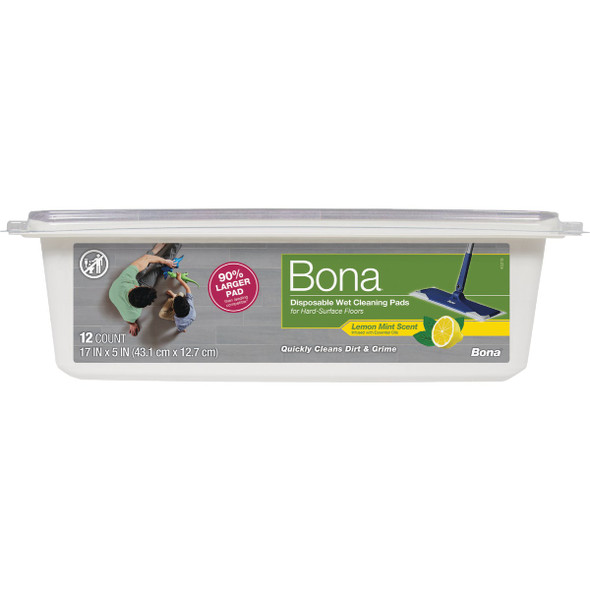 Bona Lemon Mint Disposable Wet Cleaning Pads for Hard-Surface Floors (12-Count)