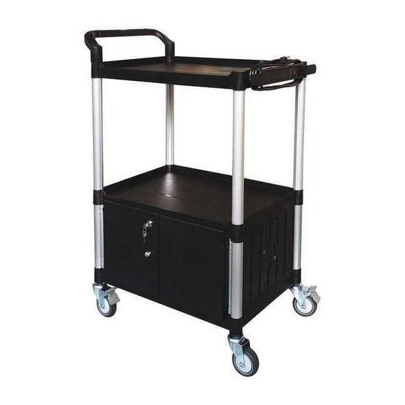 Manufacturer Varies Media Cart with Cabinet,47 1/4" H,Black 45NP04