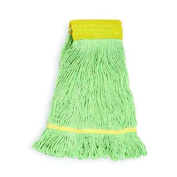 5 in String Wet Mop, 22 oz Dry Wt, Side Gate Connection, Looped-End, Green, PET