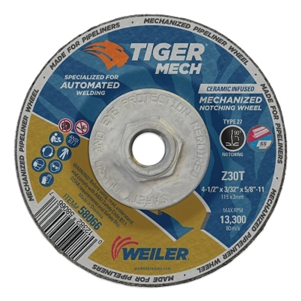 4-1/2 in X 3/32 in Tiger Mechanized Pipeliner, Z30T, Type 27, 5/8 in -11 Nut 4-1/2 in X 3/32 in Tiger Mechanized Pipeliner, Z30T, Type 27, 5/8 in -11 Nut