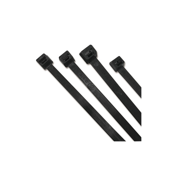 UV Stabilized Cable Tie, 120 lb Tensile Strength, 15 in L, Black, 50 EA/BG