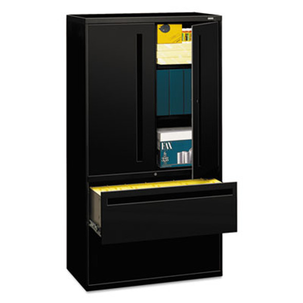 HON® FILE,LAT,36"W,W/STOR,BK H785LS.L.P