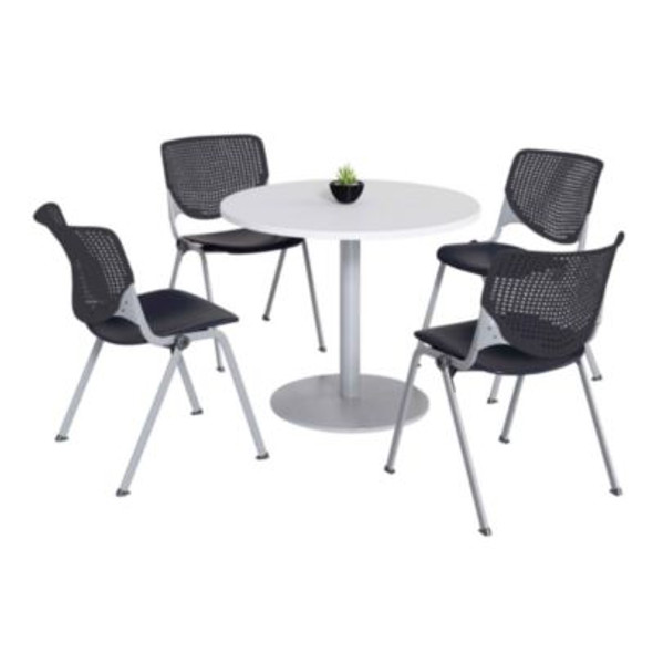 KFI Studios TABLE,WHT, 4 CHAIRS,BK 811774036696