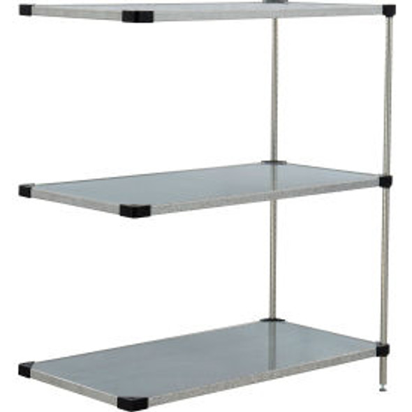 Nexel 3 Shelf Galvanized Steel Solid Shelving Unit Add On 72""W x 24""D x 54""H