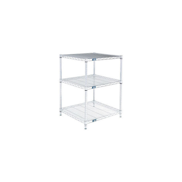 Nexel 3 Shelf Stainless Steel Wire Shelving Unit Starter 24""W x 24""D x 34""H